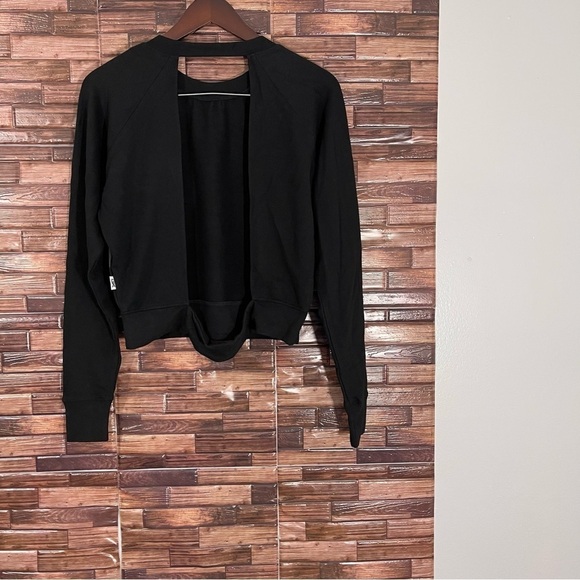 Good American Sweatshirt Black Open Back Pullover Stretch Cotton Modal Sz M New - Picture 4 of 6